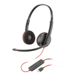 Audífonos HP Poly Blackwire 3220 + Adaptador USB-C/A y cancelación de ruido