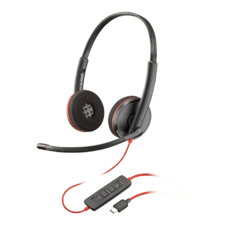 Audífonos HP Poly Blackwire 3220 + Adaptador USB-C/A y cancelación de ruido