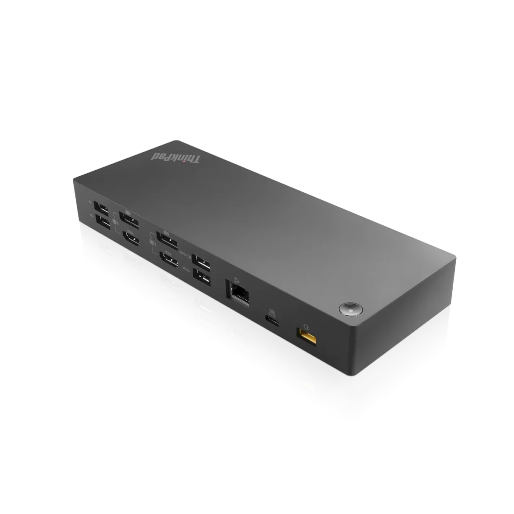 Docking Station Lenovo ThinkPad con USB-C y USB-A perfil trasero con puertos a la vista