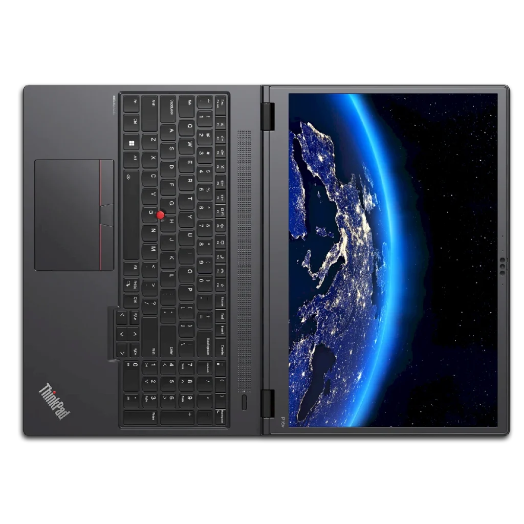 Notebook Lenovo ThinkPad P16v Ryzen 7 16gb 1tb NVIDIA 4g abierto en 180 grados