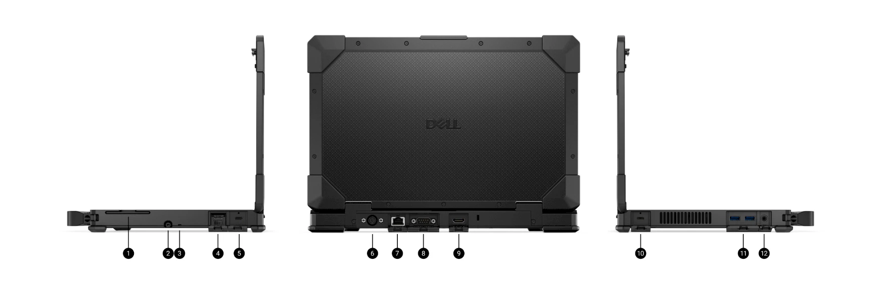 Puertos y conectores del Notebook Dell Pro Rugged