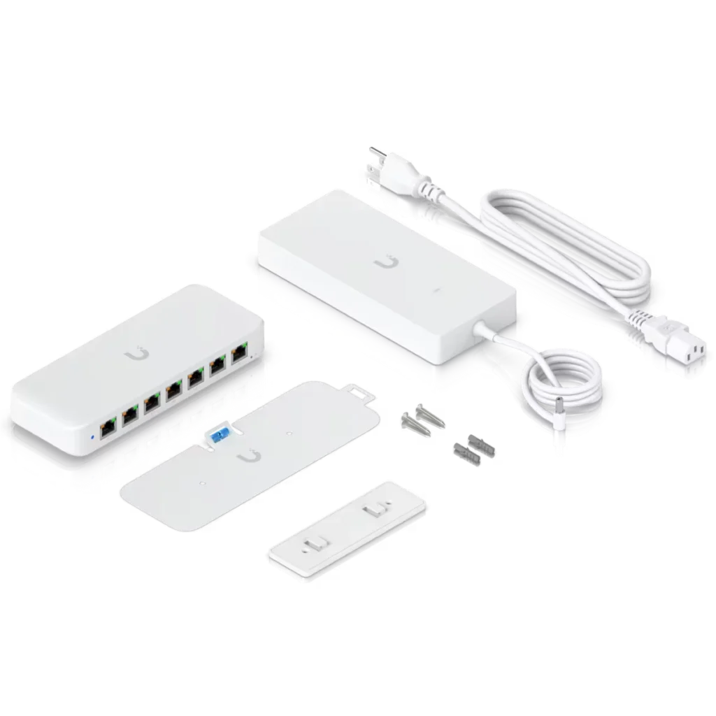 Switch Ubiquiti USW-Ultra-210W accesorios incluidos en la caja