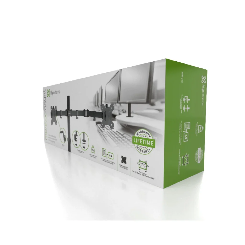 Soporte Klip Xtreme doble para monitores 13 a 32" Giro 180°