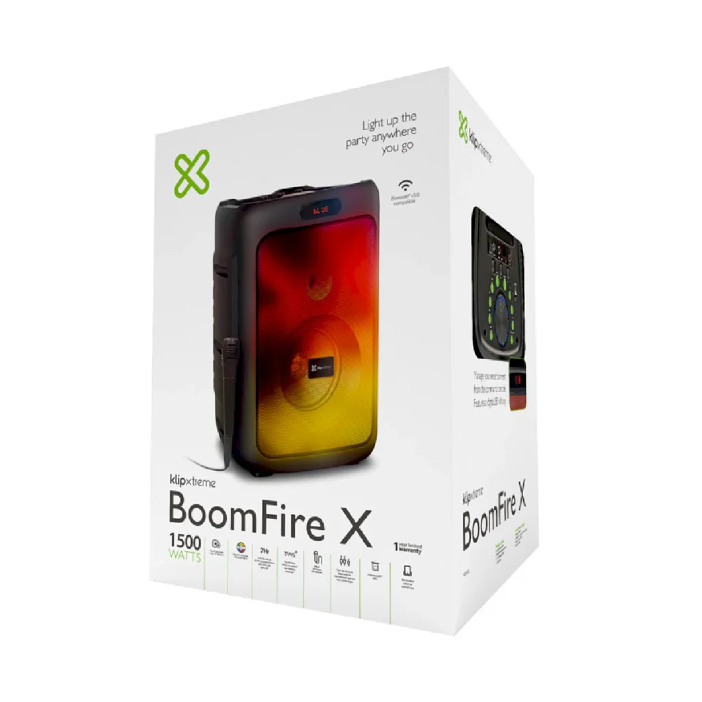 Parlante BoomFire X 1500W subwoofer 8" Led