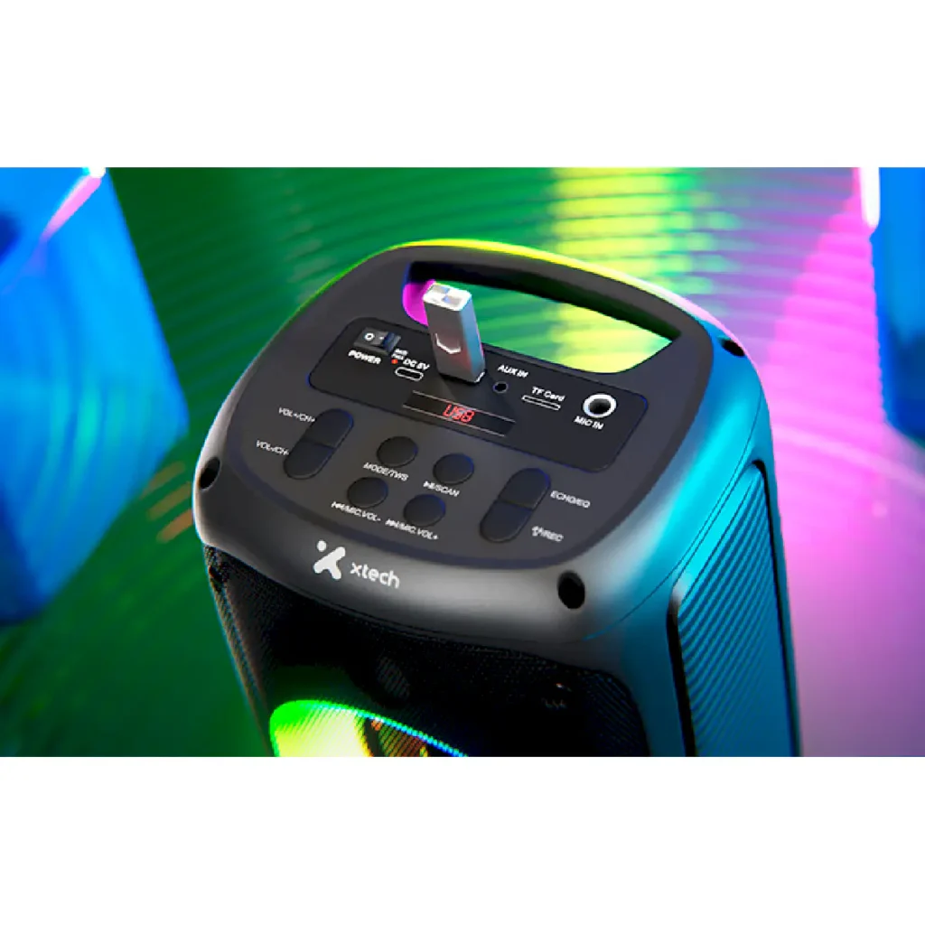 Parlante Xtech SonicBloom portátil inalámbrico LED micrófono
