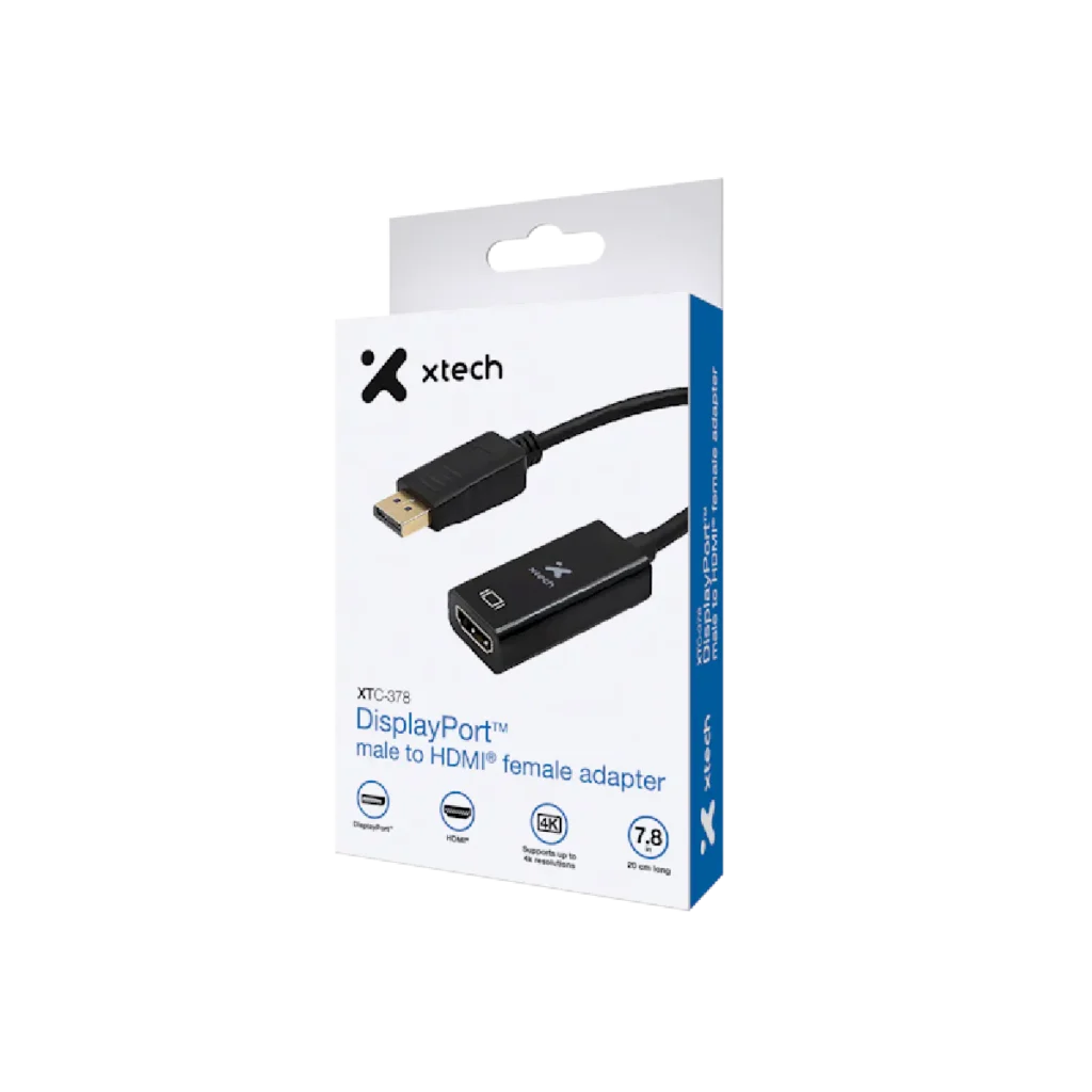 Adaptador DisplayPort macho a HDMI hembra Xtech 19 pin HDMI