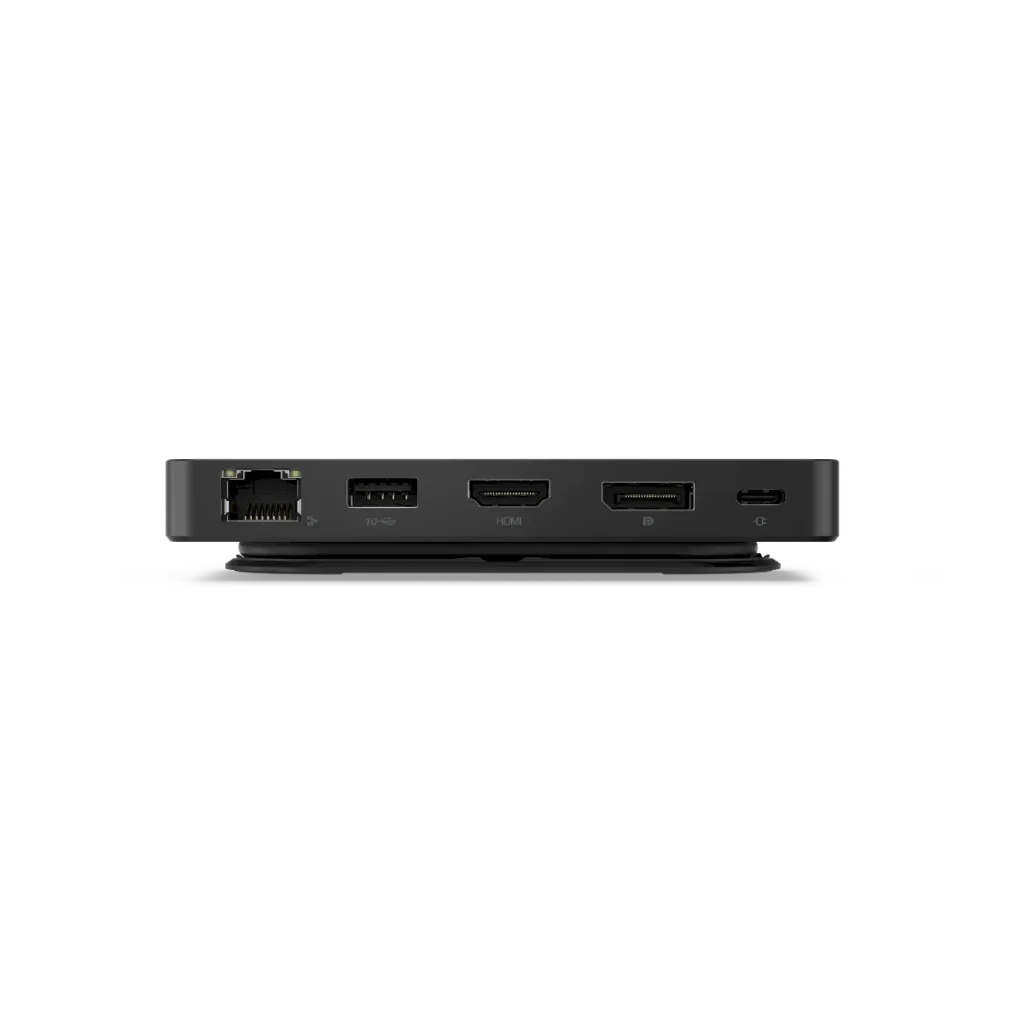 Hub Lenovo USB-C para dos pantallas 4K, Incluye Cargador de 100W vista trasera con puertos disponibles