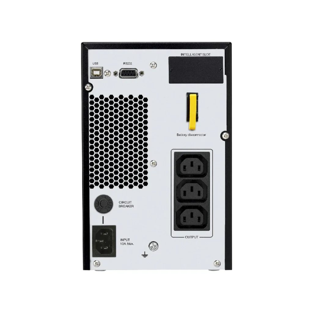 UPS APC Easy SRV1KI 1000VA 800W online 230V torre LCD, vista trasera