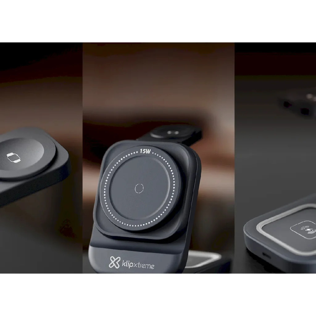 Cargador Inalámbrico 3 en 1 para Smartphones, Smart Watch, AirPods