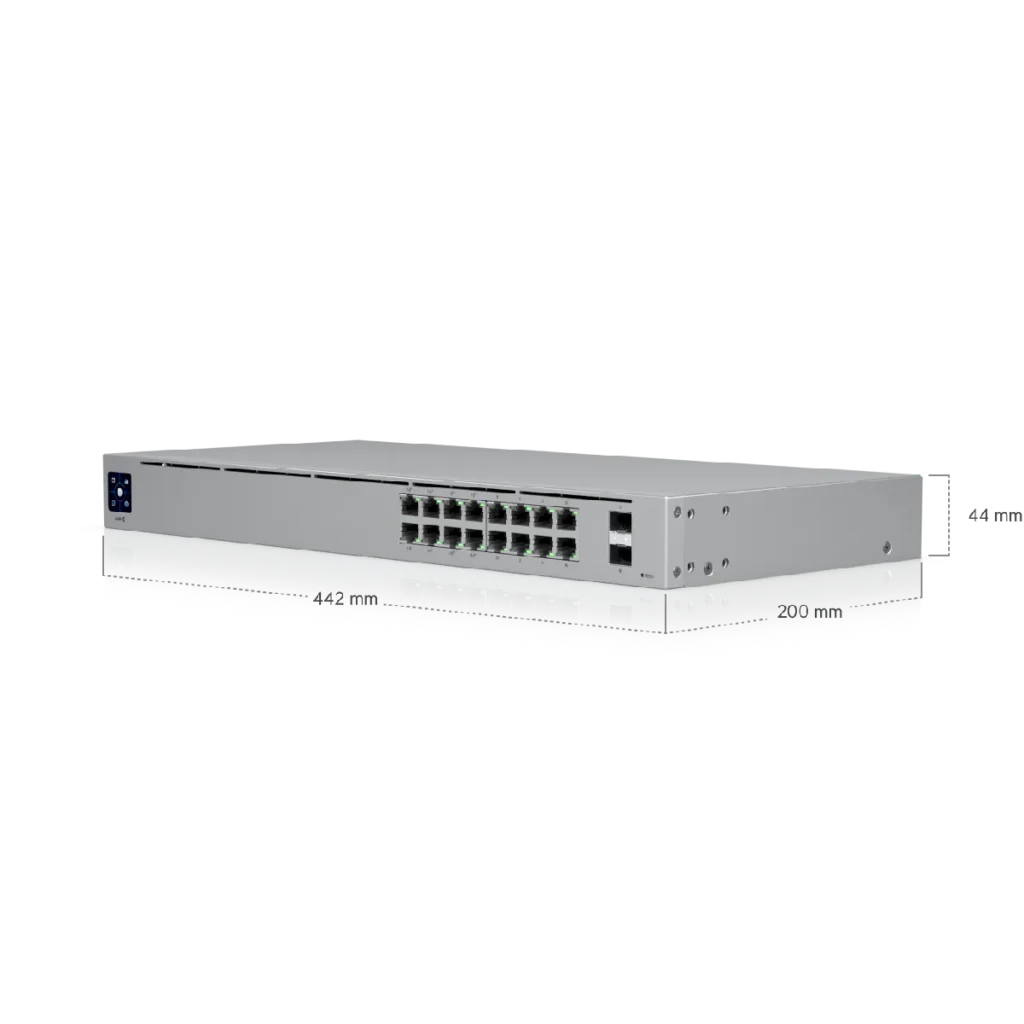 Switch Ubiquiti Standard 16 PoE, medidas.