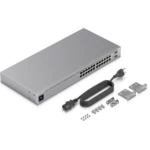 Switch Ubiquiti Standard 24 GbE 2 SFP RS232 req UniFi Admin, accesorios incluidos.
