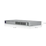 Switch Ubiquiti Standard 24 GbE 2 SFP RS232 req UniFi Admin, medidas.