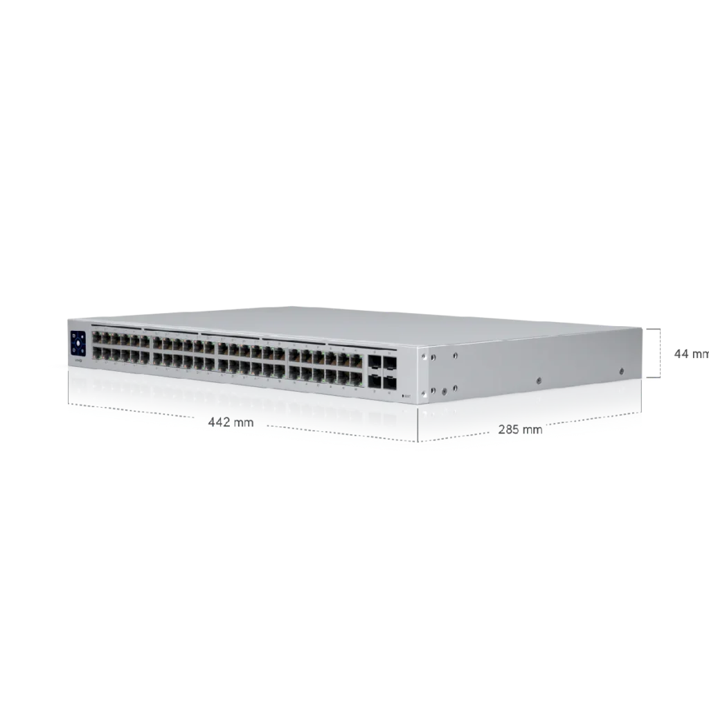 Switch Ubiquiti Standard 48 PoE 195W, medidas.