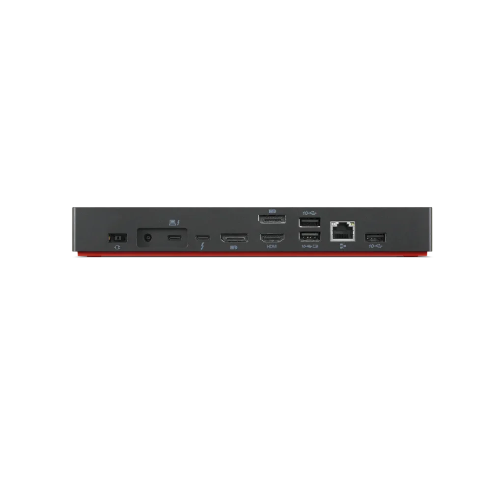 Dock Lenovo ThinkPad Thunderbolt 4 Workstation Multipuertos vista de atras todos sus puertos