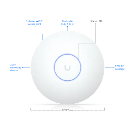 Access Point Ubiquiti U7-LR WiFi 7 Long Range 5Gbps 2.5GbE PoE+, principal