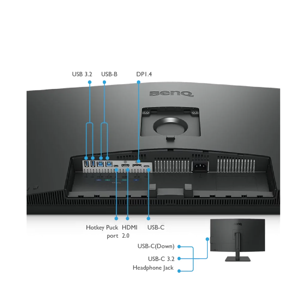 Monitor BenQ PD3205U Diseño 31.5" 60Hz 4k Usb-C SRGB99 Hdr10, PUERTOS Y CONECTORES