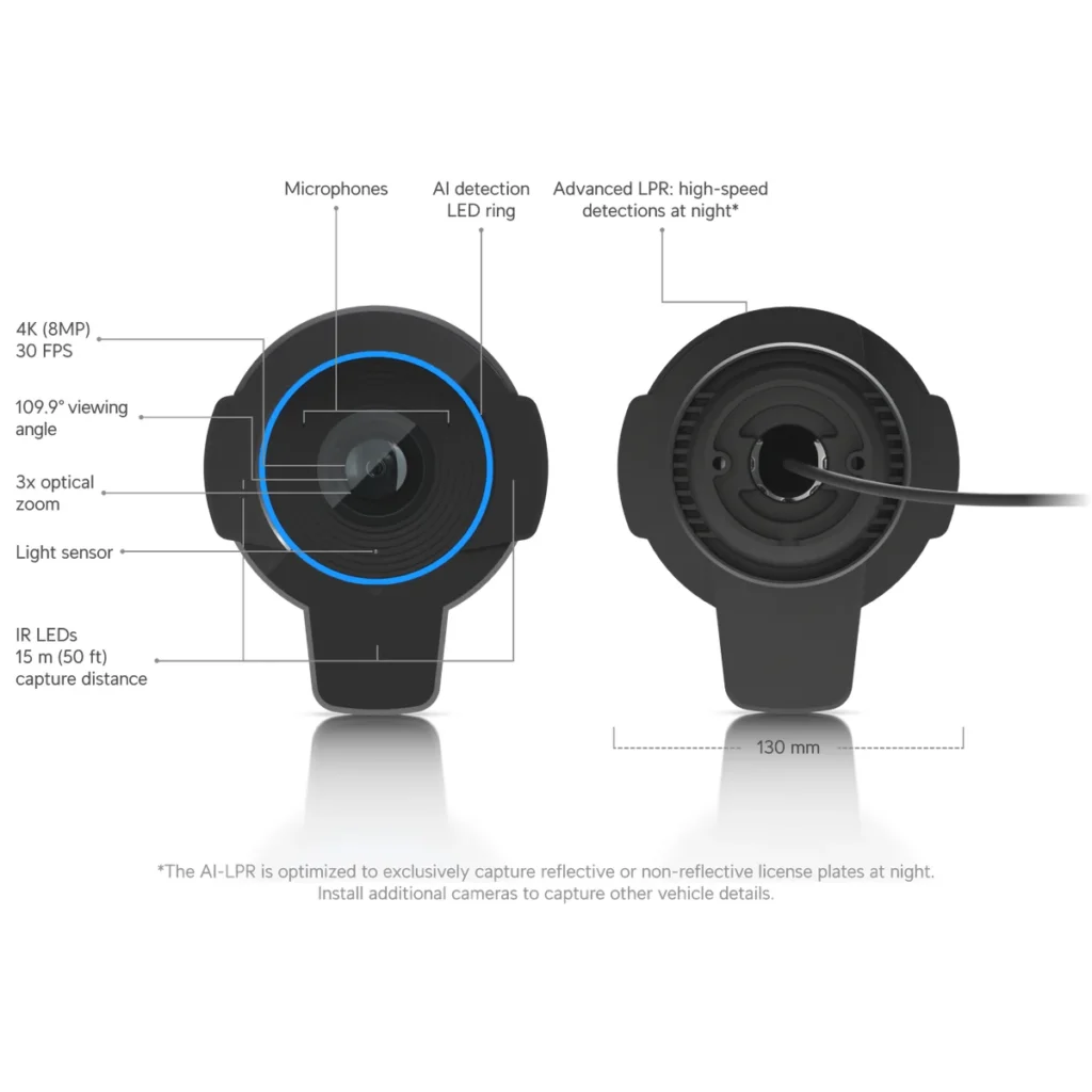 Camara Ubiquiti AI LPR All-weather 4K PoE+ 3x Zoom, datasheet