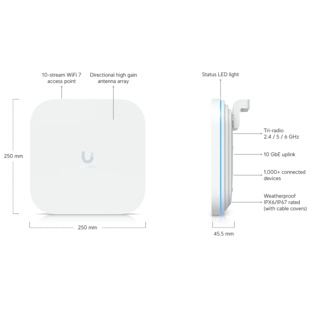 Access Point Ubiquiti E7 Campus WiFi7 44W 11.5Gbps sin inyector