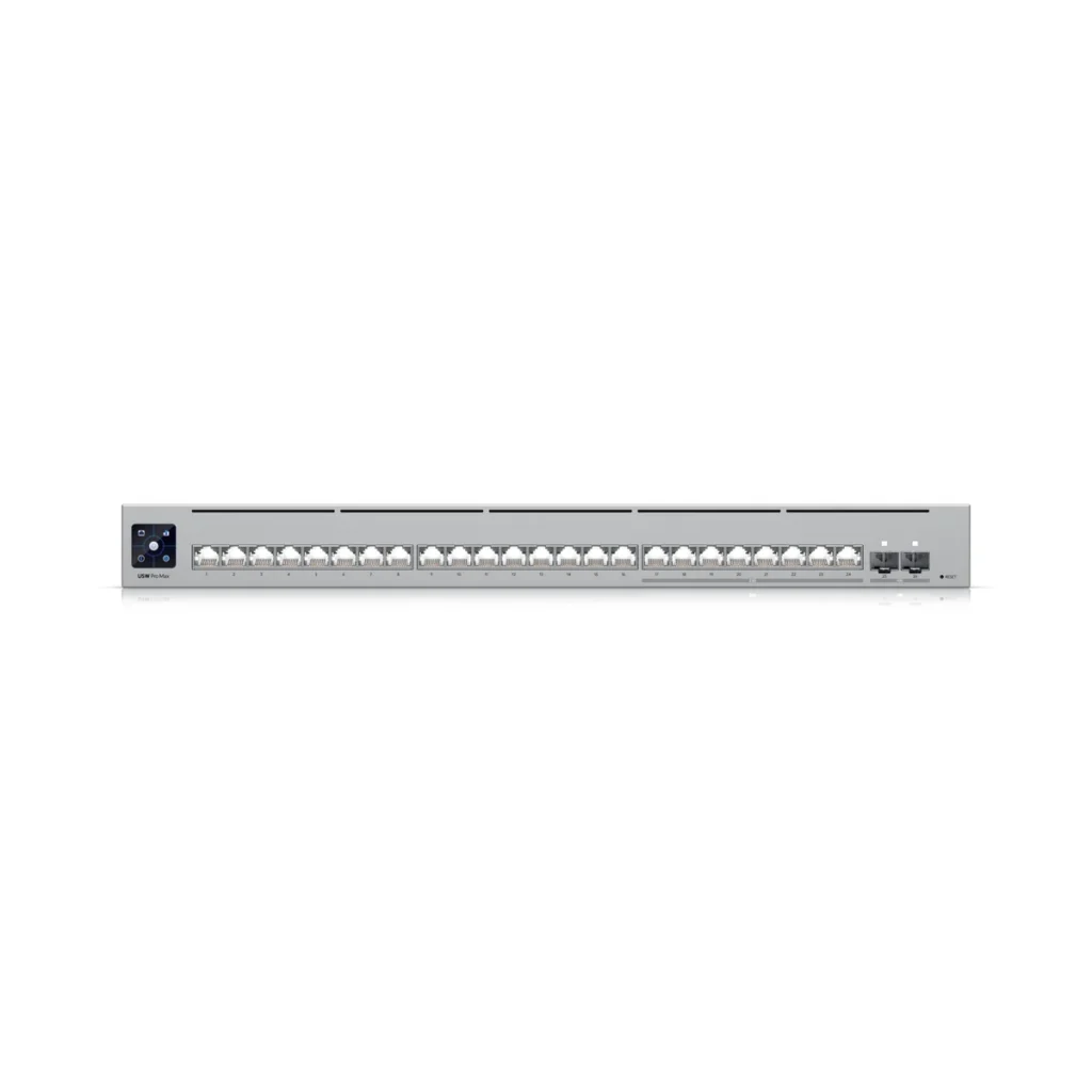 Switch Ubiquiti Pro Max 24 puertos 2-SFP+ L3 Rack, vista frontal