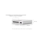 Switch Ubiquiti Pro XG 8 PoE, puertos y conectores, dimensiones