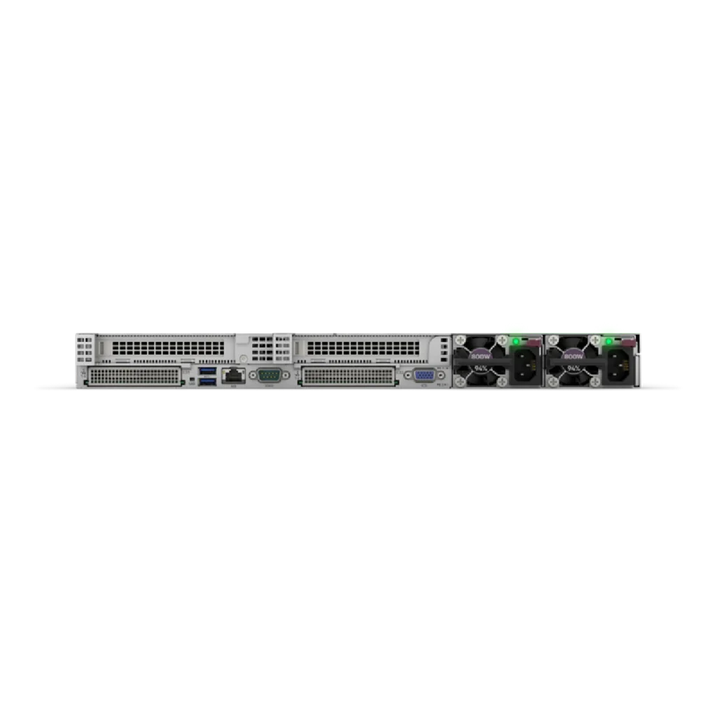 Servidor HPE ProLiant DL365 Gen11 AMD EPYC 9224 2.5GHz 24c 1P 2x32GB‑R 8SFF MR408i‑o 2x480GB SSD 2x800W PS LA. P81431-DM5. Atras.