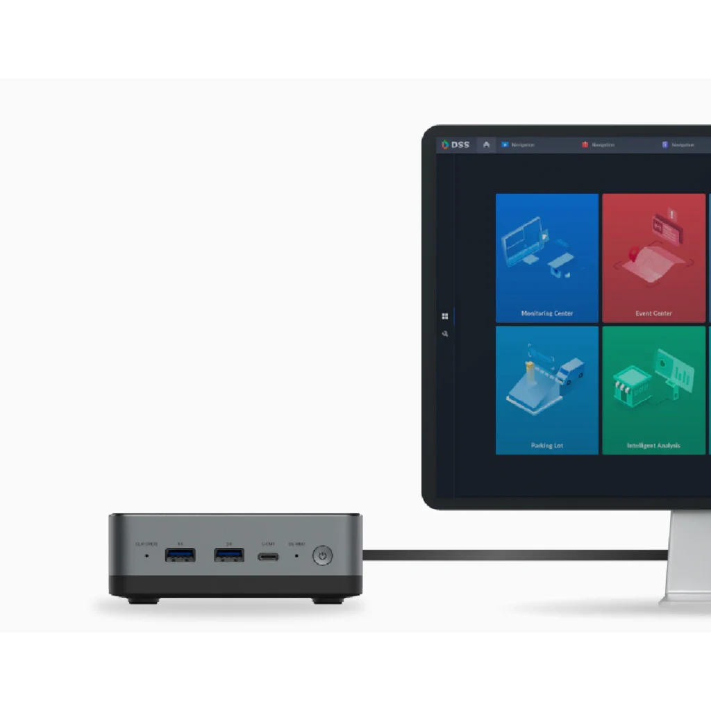 Dahua DSS OneBox H1/128 con Intel i7-13620H, 32GB RAM y SSD 1TB para gestionar video, control de accesos y alarmas. DHI-ASI6214S-PW-1.